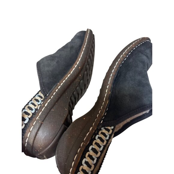 Ugg Black Suede Sheepskin Lined Clog Slippers Size 7 - Picture 7 of 7